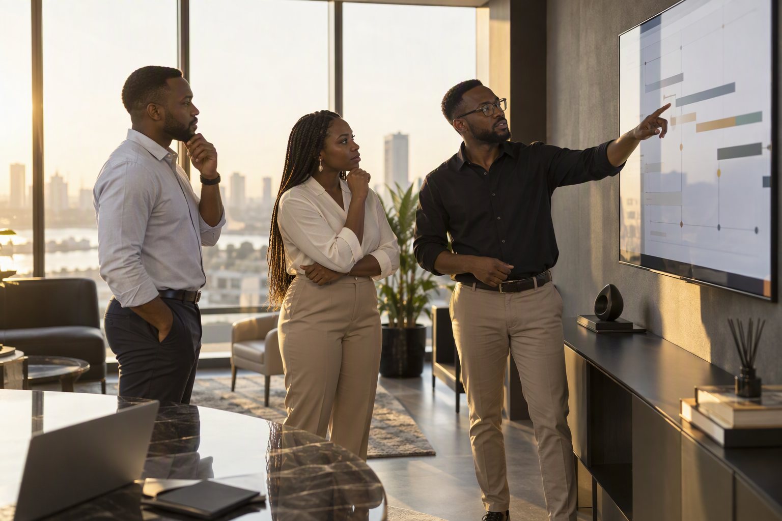Oasis Hive leadership reviewing a client roadmap